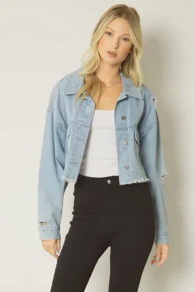 Make You Feel Pretty Cropped Denim Jacket