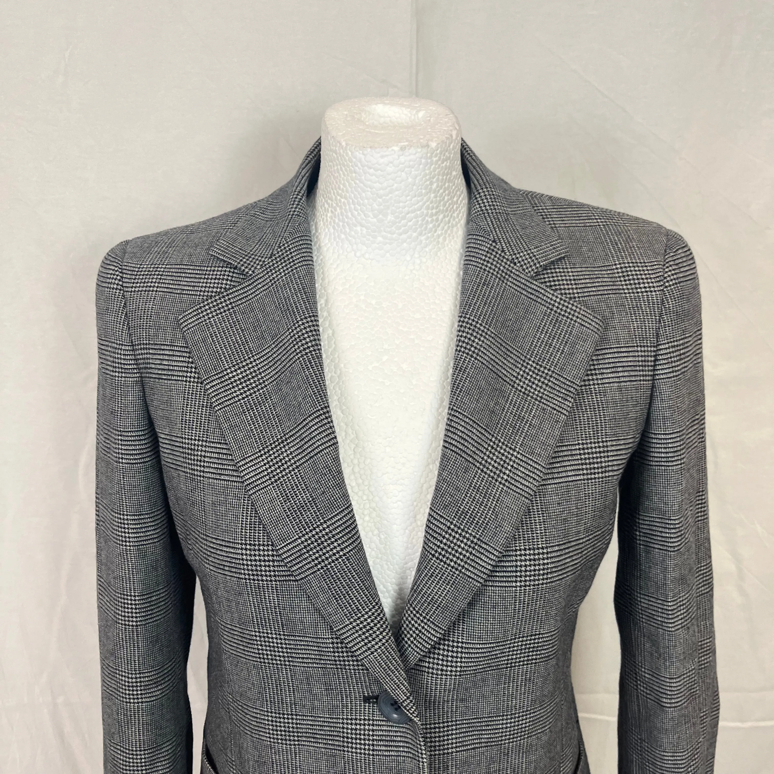 Max Mara Navy Prince of Wales Check Blazer Jacket XS/S