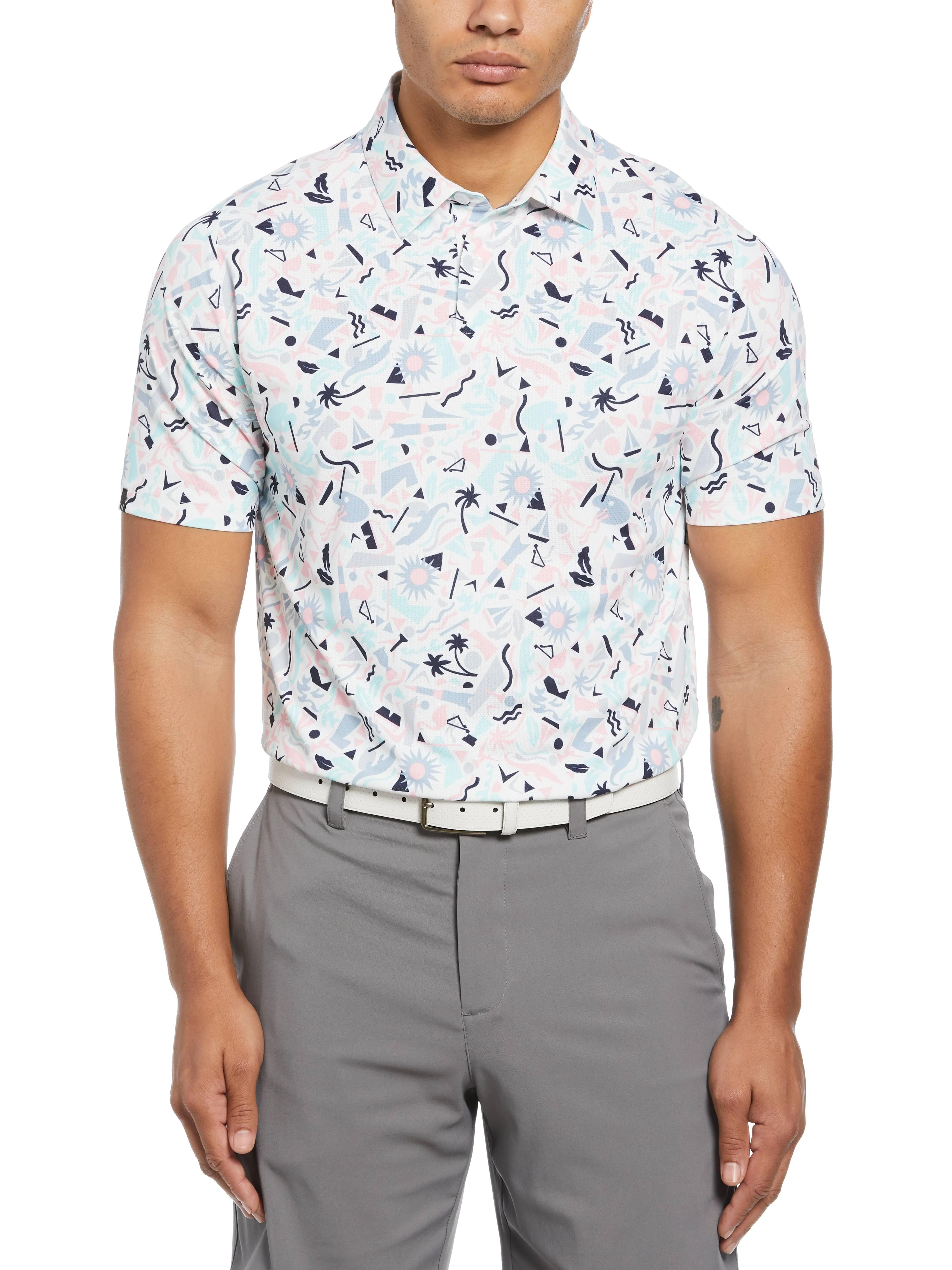 Mens Abstract Florida Novelty Print Golf Polo