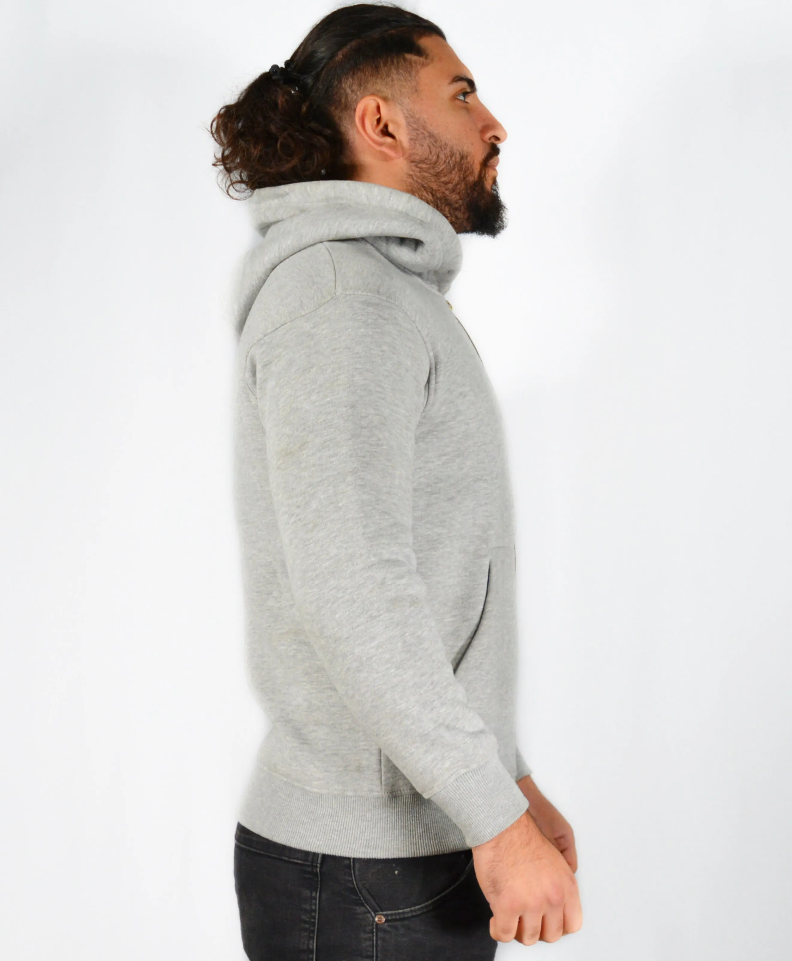 Mens O.G. Symbol Grey Zipped Hooded Top