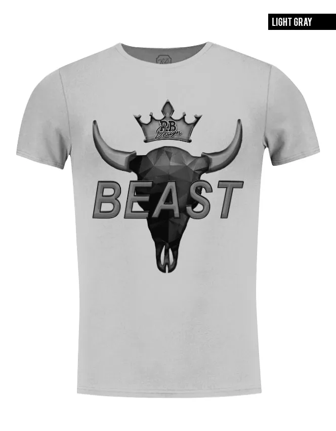 Men's T-shirt "BEAST" Scoop Neck Muscle Tee Khaki Gray Beige / Color Option / MD730