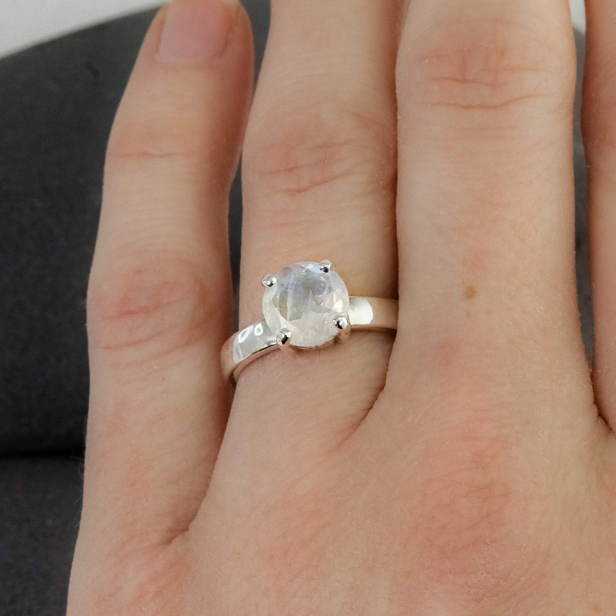 Moonstone Gemstone Ring in Sterling Silver