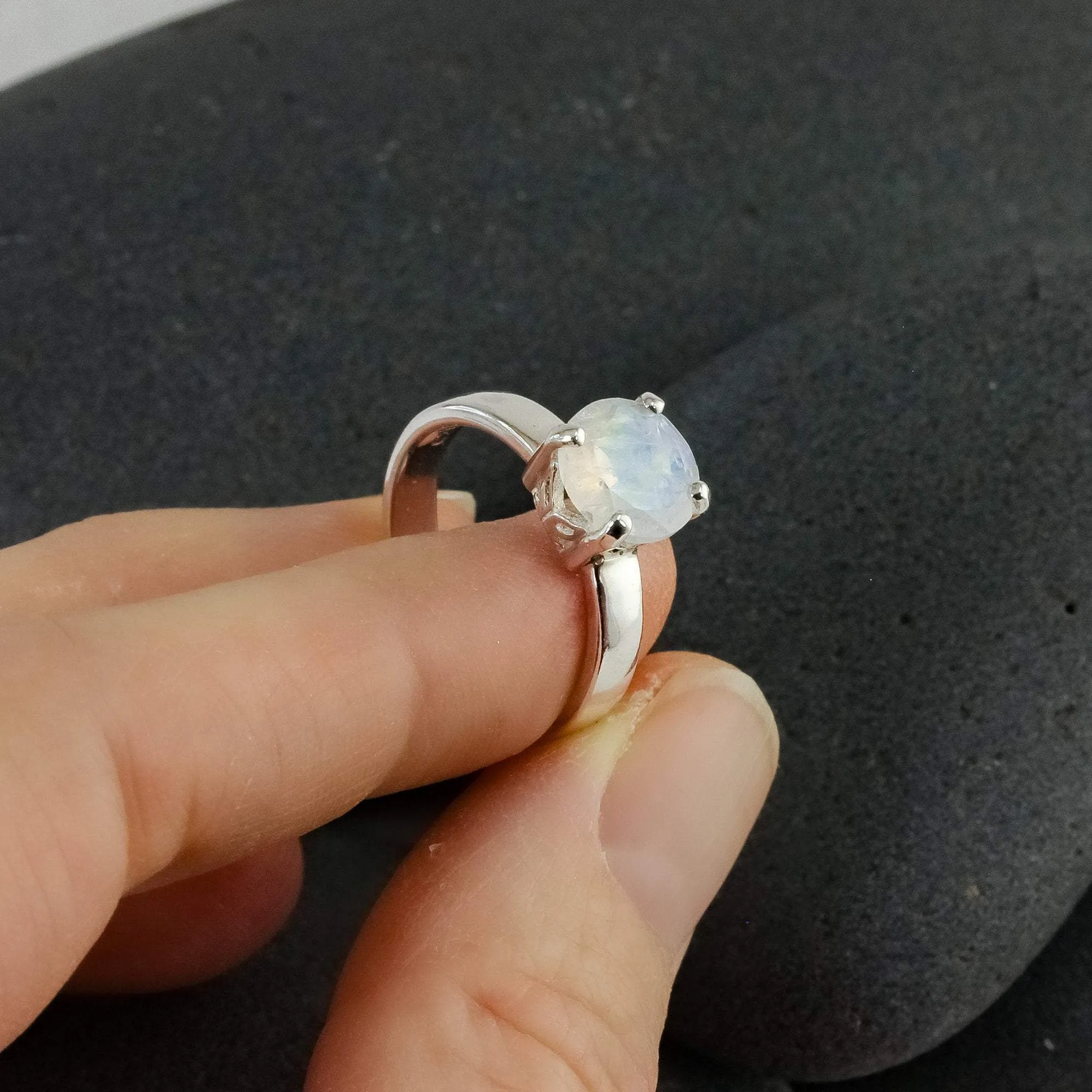 Moonstone Gemstone Ring in Sterling Silver