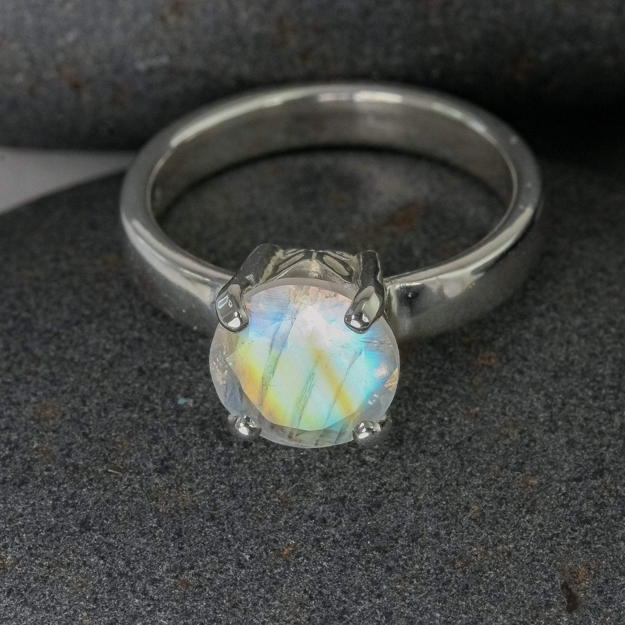 Moonstone Gemstone Ring in Sterling Silver