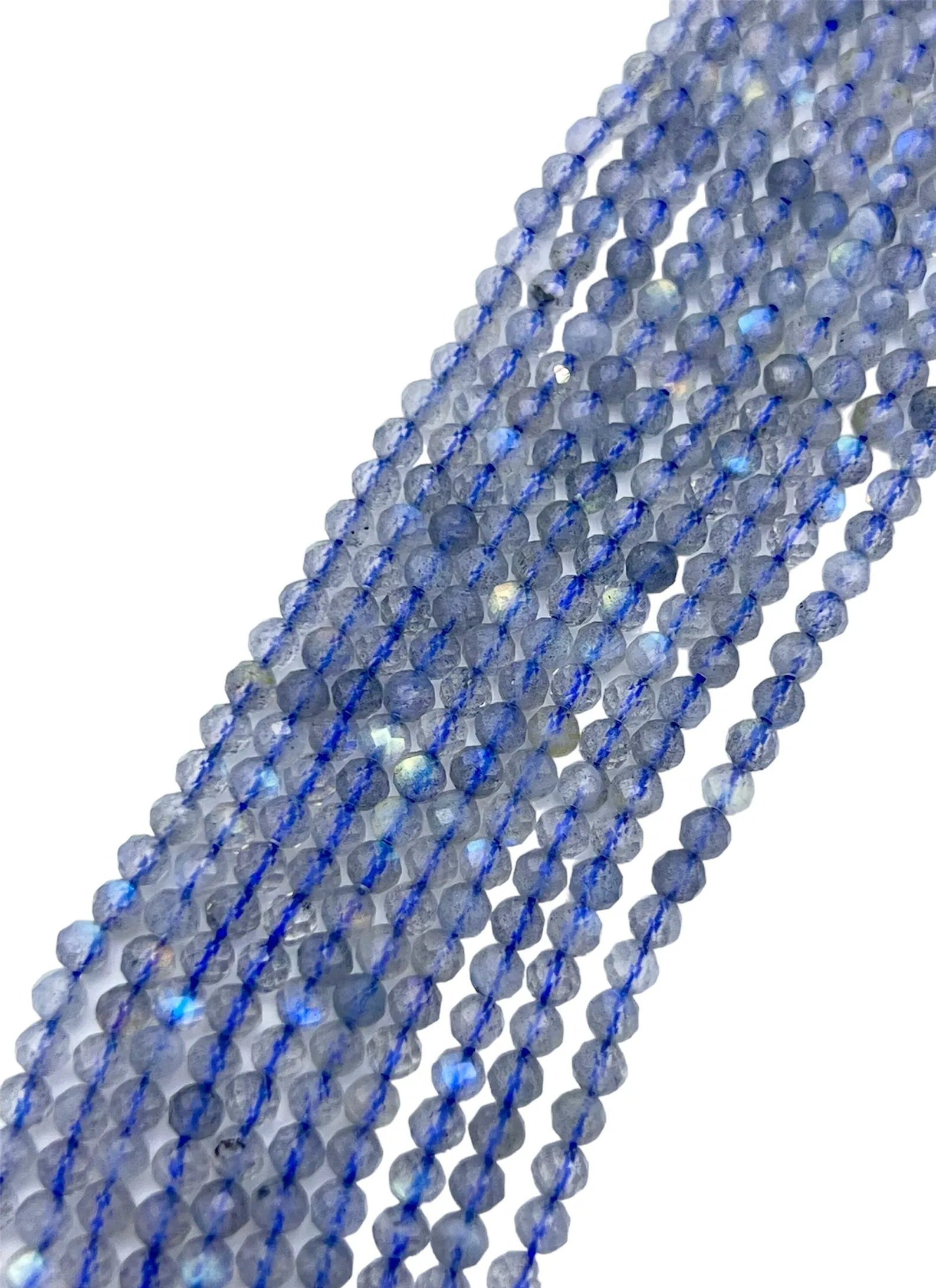 Natural Flashy Faceted Labradorite 3mm Round Beads, 16inch strands (One Strand)