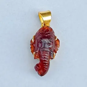 Natural Garnet January Birthstone Ganesh Pendant