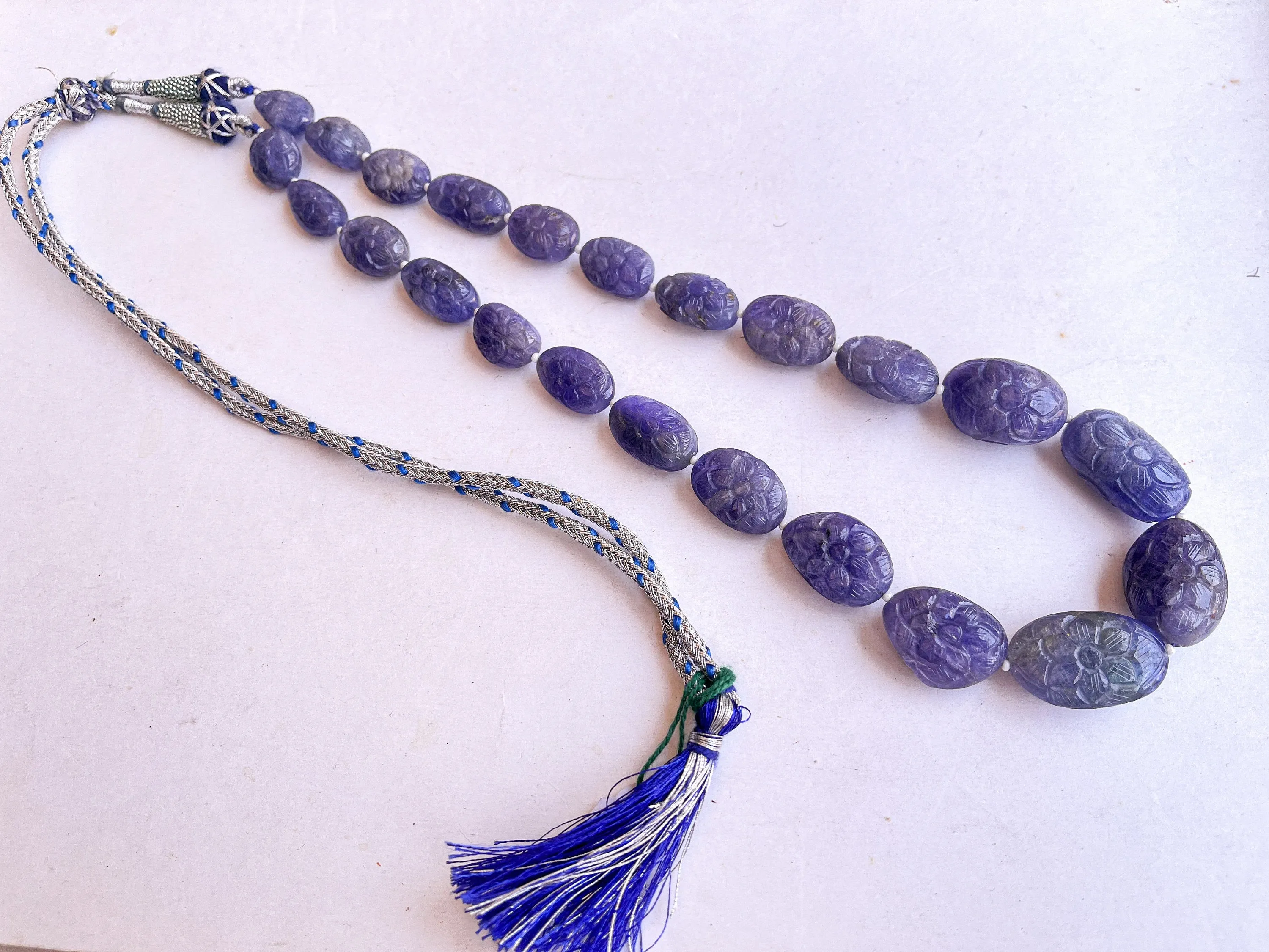 Natural Tanzanite Carved Tumble Beads