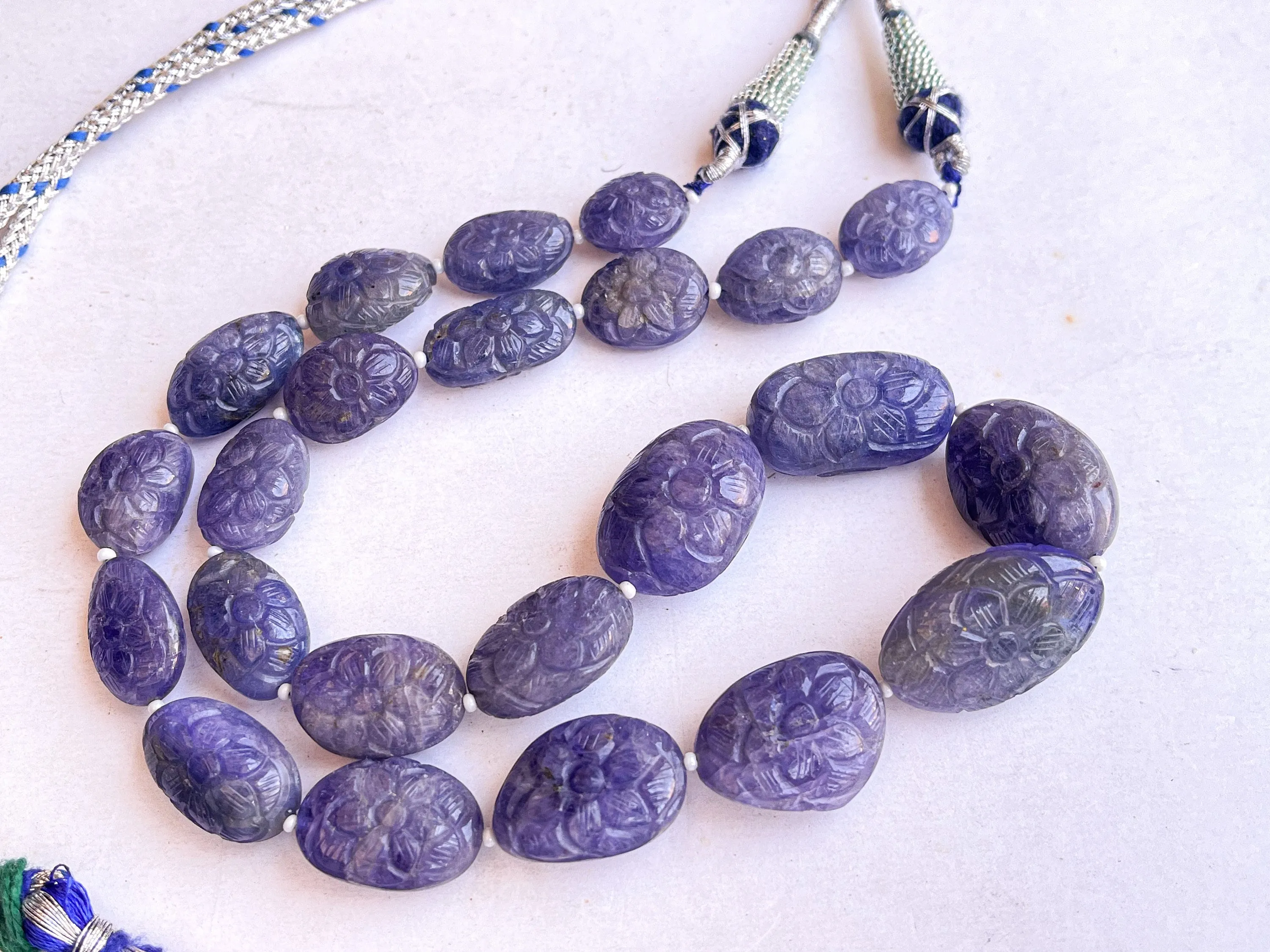 Natural Tanzanite Carved Tumble Beads