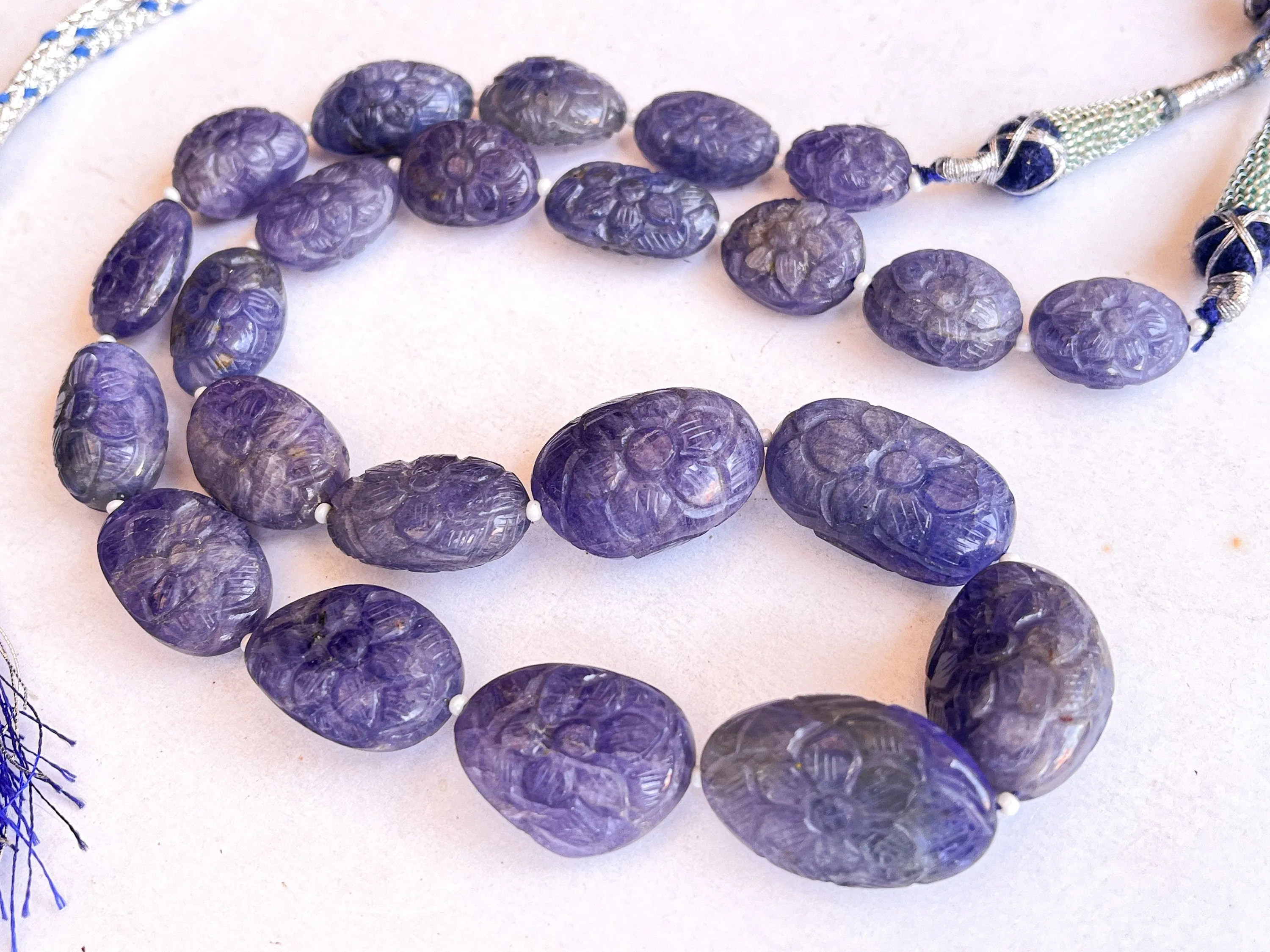 Natural Tanzanite Carved Tumble Beads