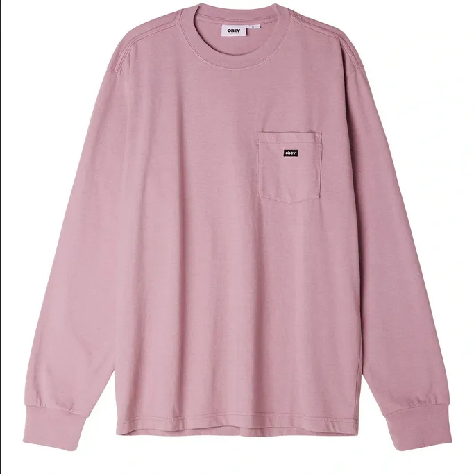 Obey men's long sleeve t-shirt with pocket 131030116 lilac