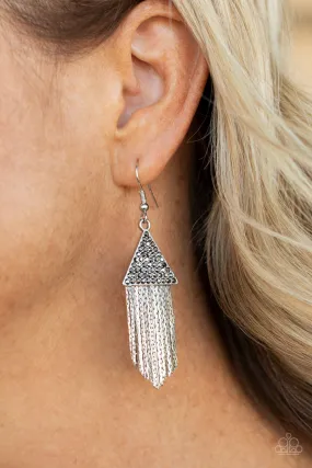 Paparazzi Earrings ~ Pyramid SHEEN - Silver