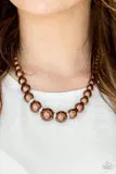 PAPARAZZI PARTY PEARLS BROWN NECKLACE & EARRING SET