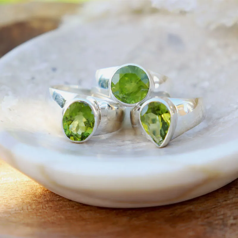 Peridot Teardrop Gemstone Boho Ring