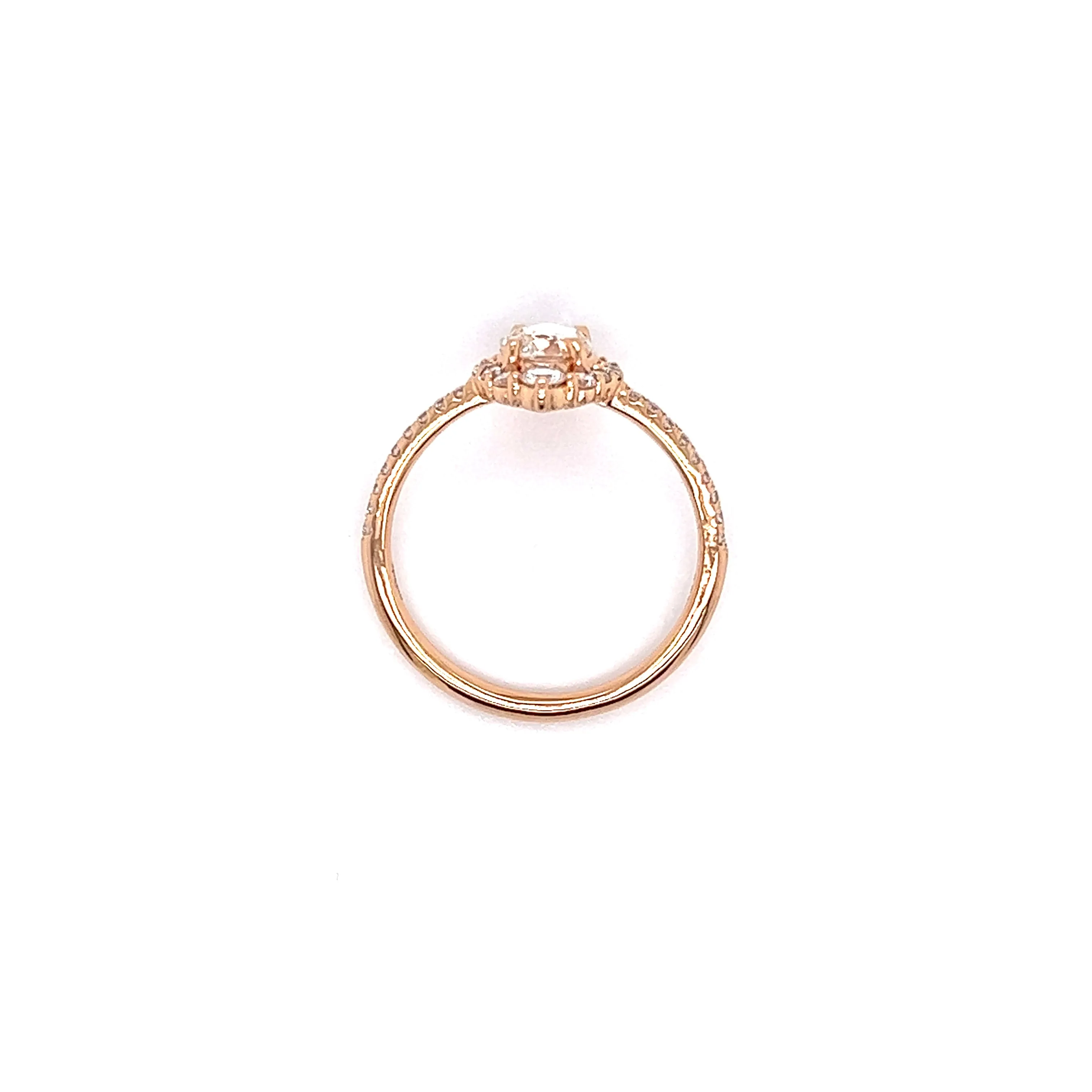 Pink Diamond Ring with Thirty-Two Side Diamonds in 18K Rose Gold