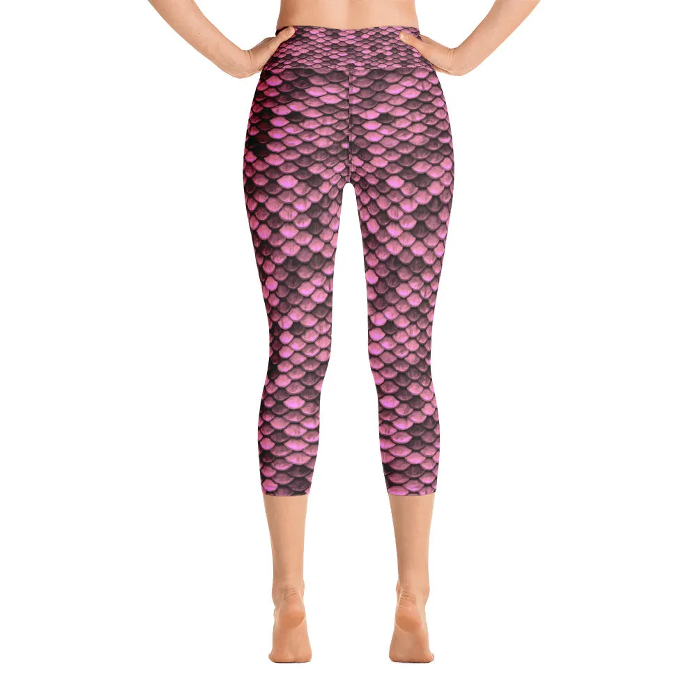 Pink Dragon Skin Yoga Capri Leggings