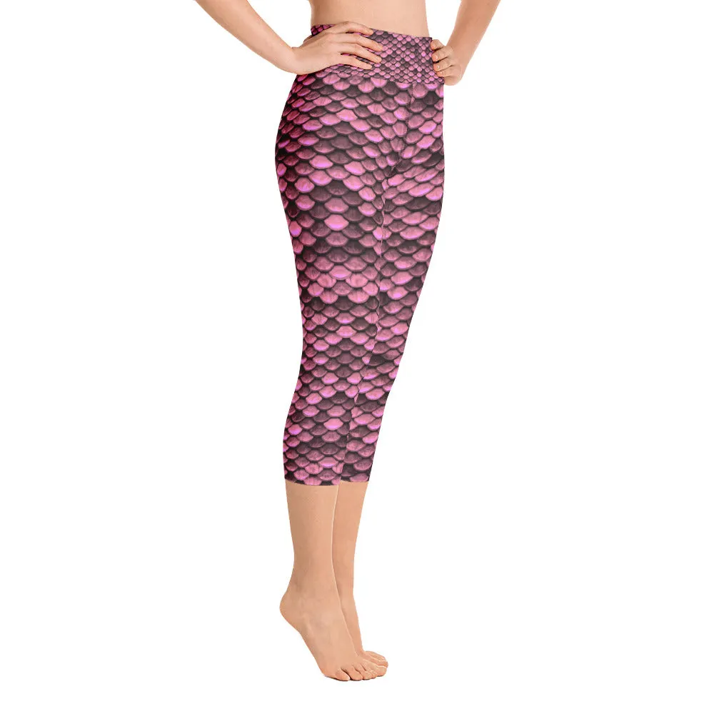 Pink Dragon Skin Yoga Capri Leggings