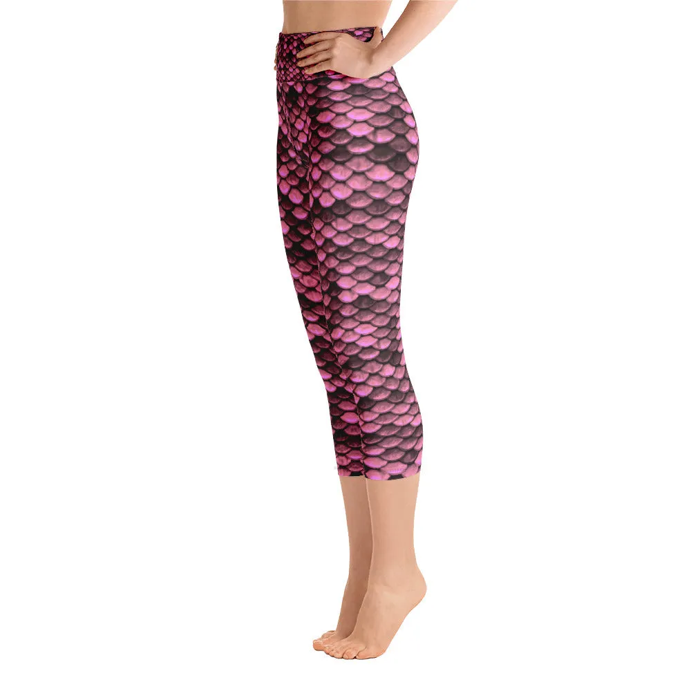 Pink Dragon Skin Yoga Capri Leggings