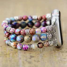 Purple Mix Jasper Stretchy Apple Watch Band