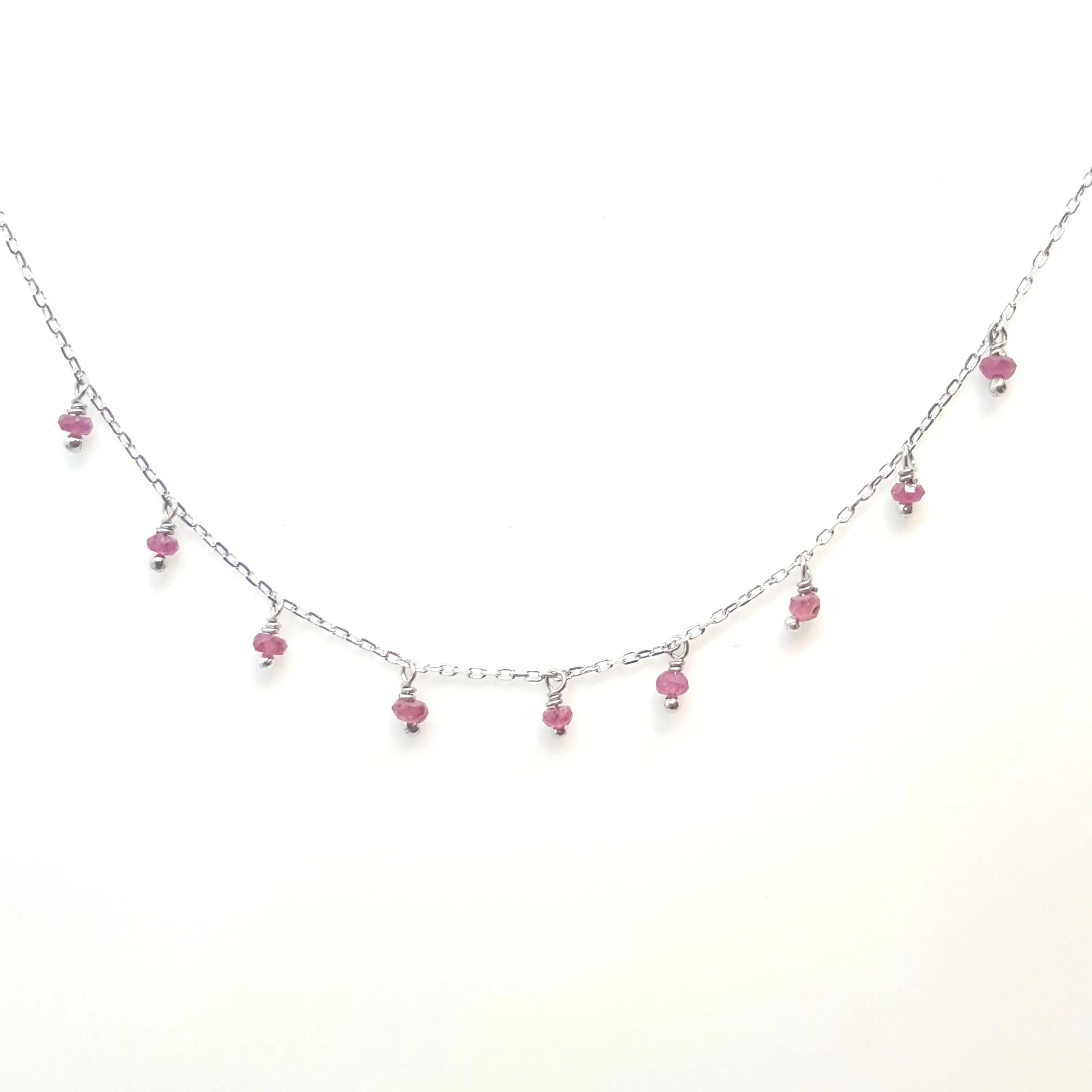 Ruby red natural stone scatter necklace