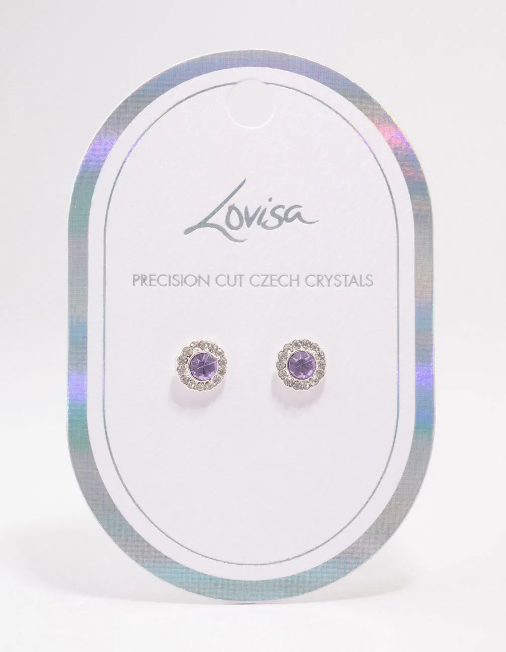 Silver Lilac Halo Stud Earrings