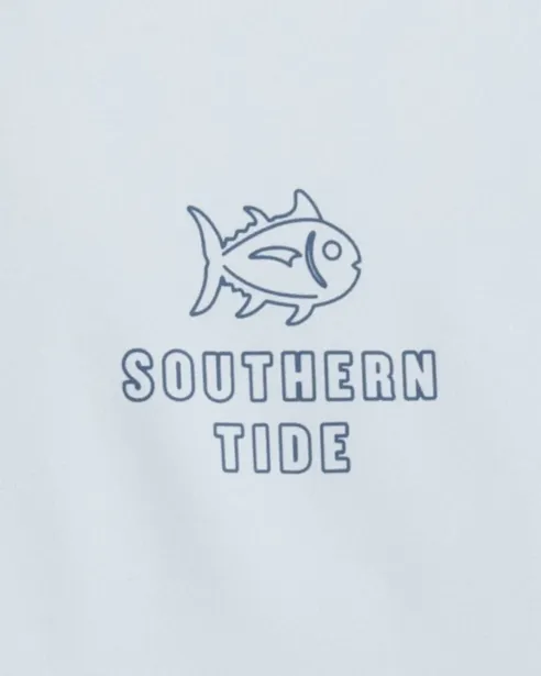 Southern Tide Dotted Sportfish Stack Long Sleeve Performance T-Shirt - Platinum Grey