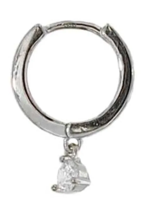 Sparkle Drop Charm Huggies - Silver