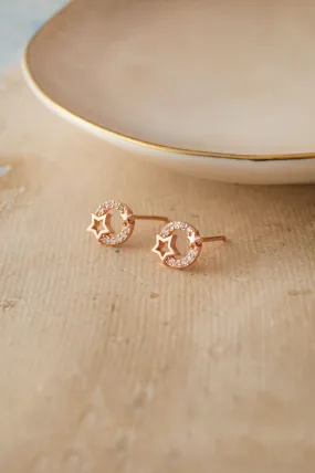 Star Orbit Rose Gold Plated Sterling SIlver Earrings