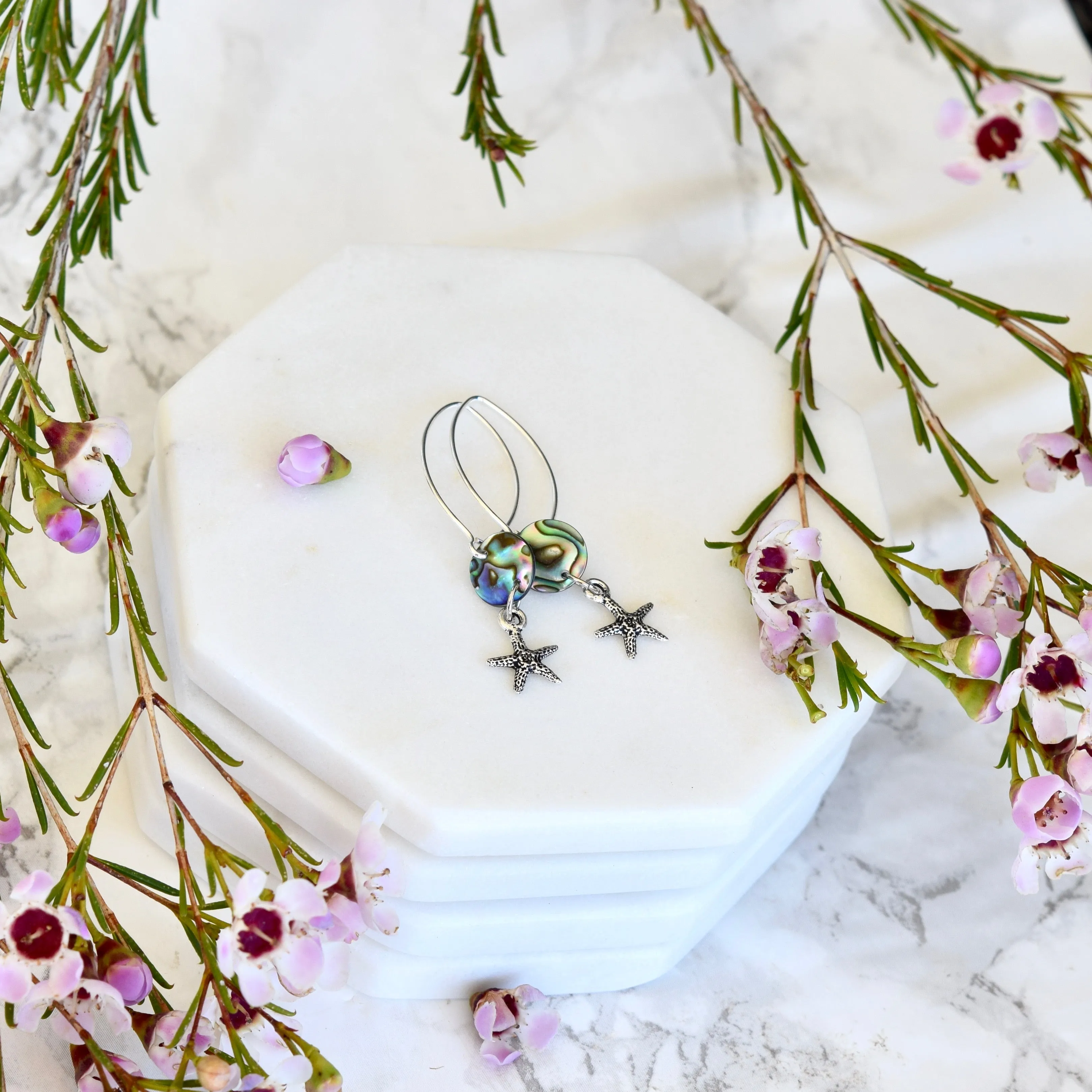 Starfish & Abalone Earrings