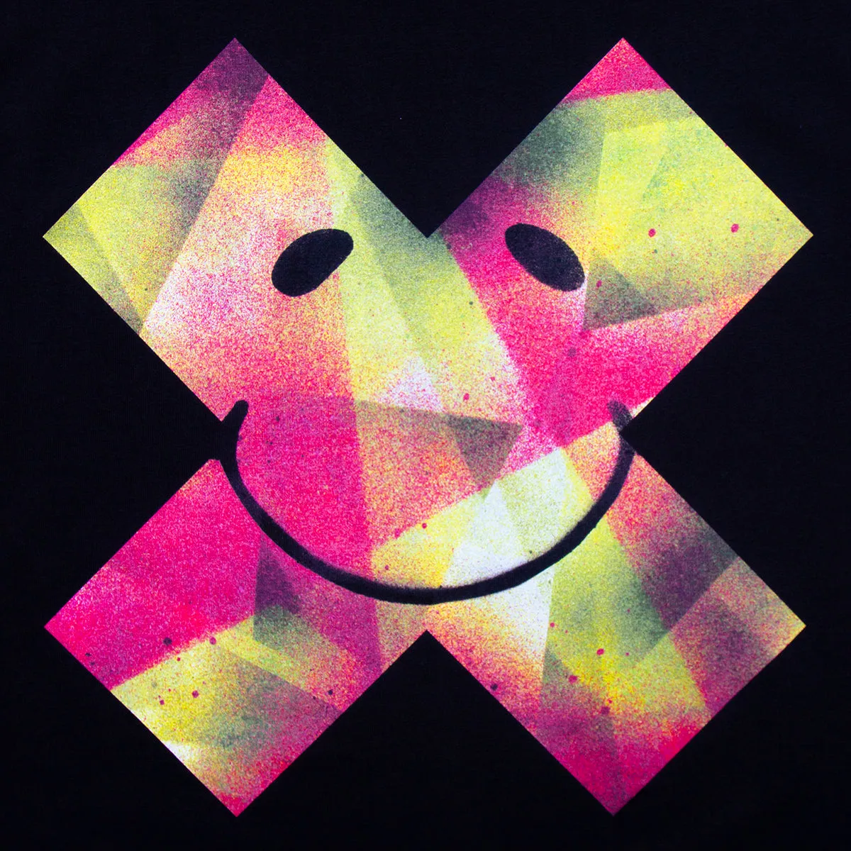 Stencilled Smiley X Imprint - Tshirt - Black