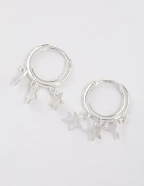 Sterling Silver Trio Star Huggie Earrings