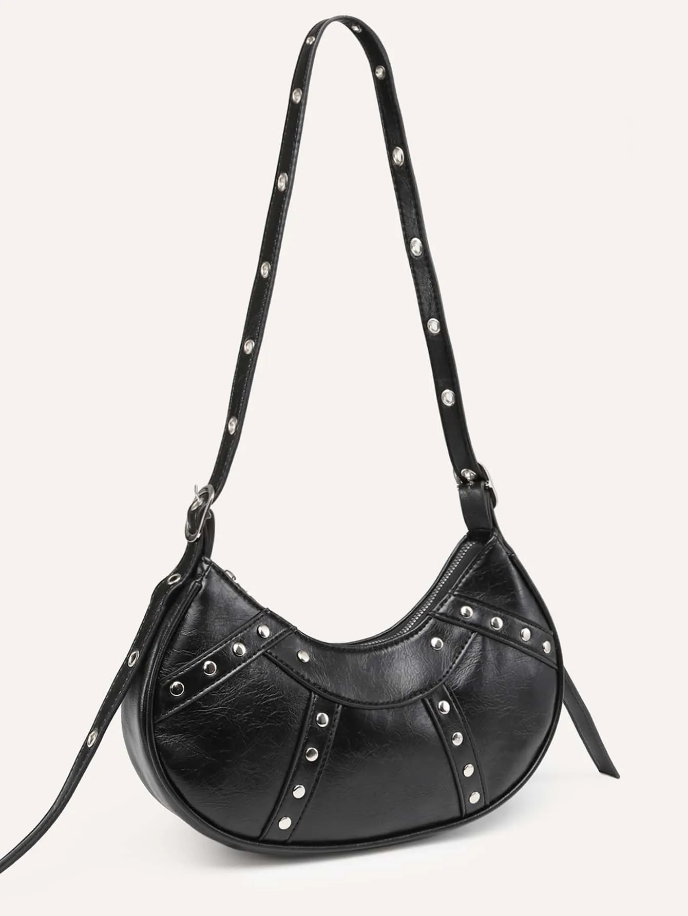 Studded Decor Hobo Bag