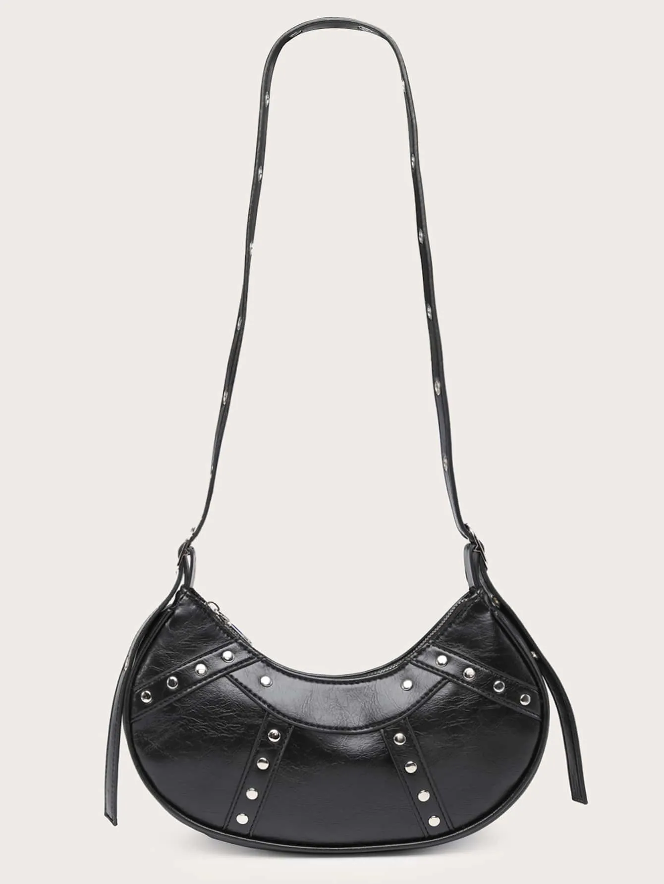 Studded Decor Hobo Bag