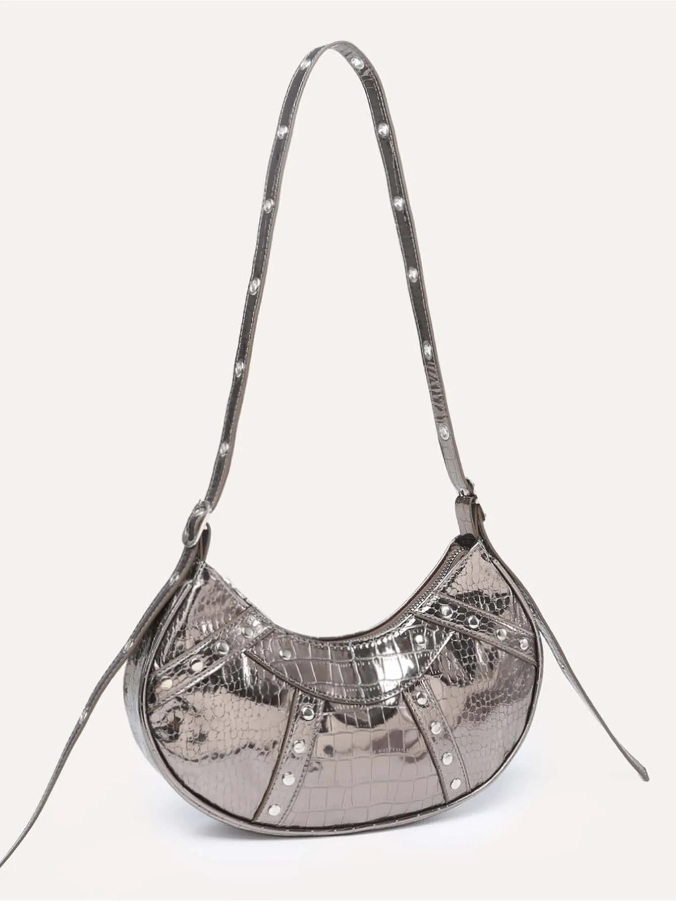 Studded Decor Hobo Bag