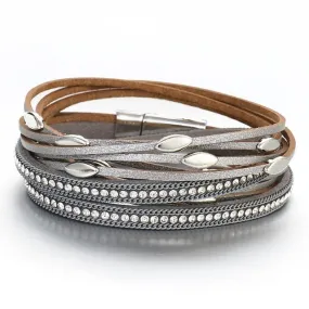 'Tahnee' Charms & Crystals Wrap Bracelet - silver