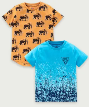 Ventra Elephant & Spray Blue T-shirt Combo (2 Pcs)