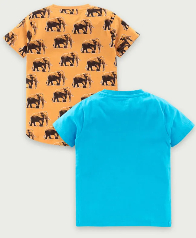 Ventra Elephant & Spray Blue T-shirt Combo (2 Pcs)