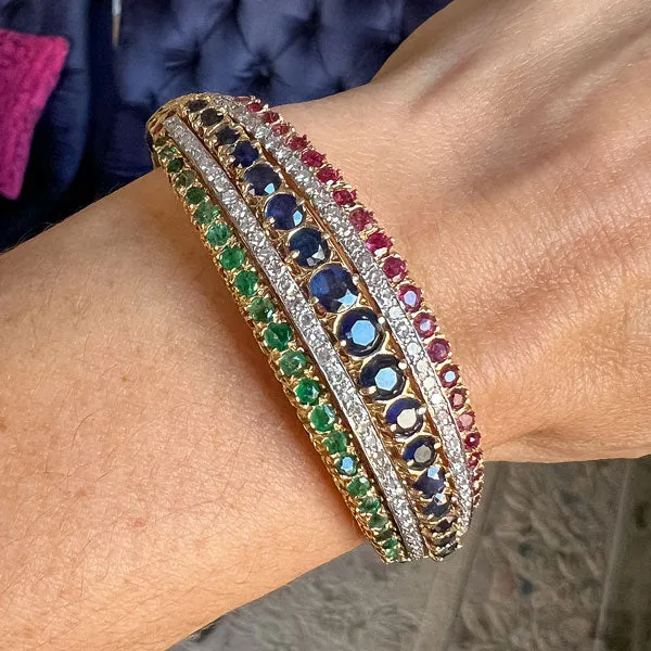 Vintage Sapphire, Ruby Emerald & Diamond Bracelet