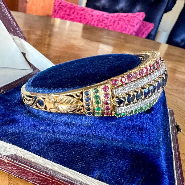 Vintage Sapphire, Ruby Emerald & Diamond Bracelet