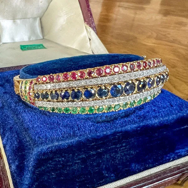 Vintage Sapphire, Ruby Emerald & Diamond Bracelet