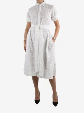 White button-up broderie anglaise midi dress - size L