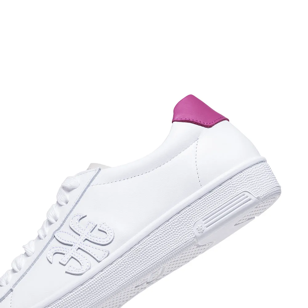 Women's Honor White purple Logo Leather Sneakers 98021-001