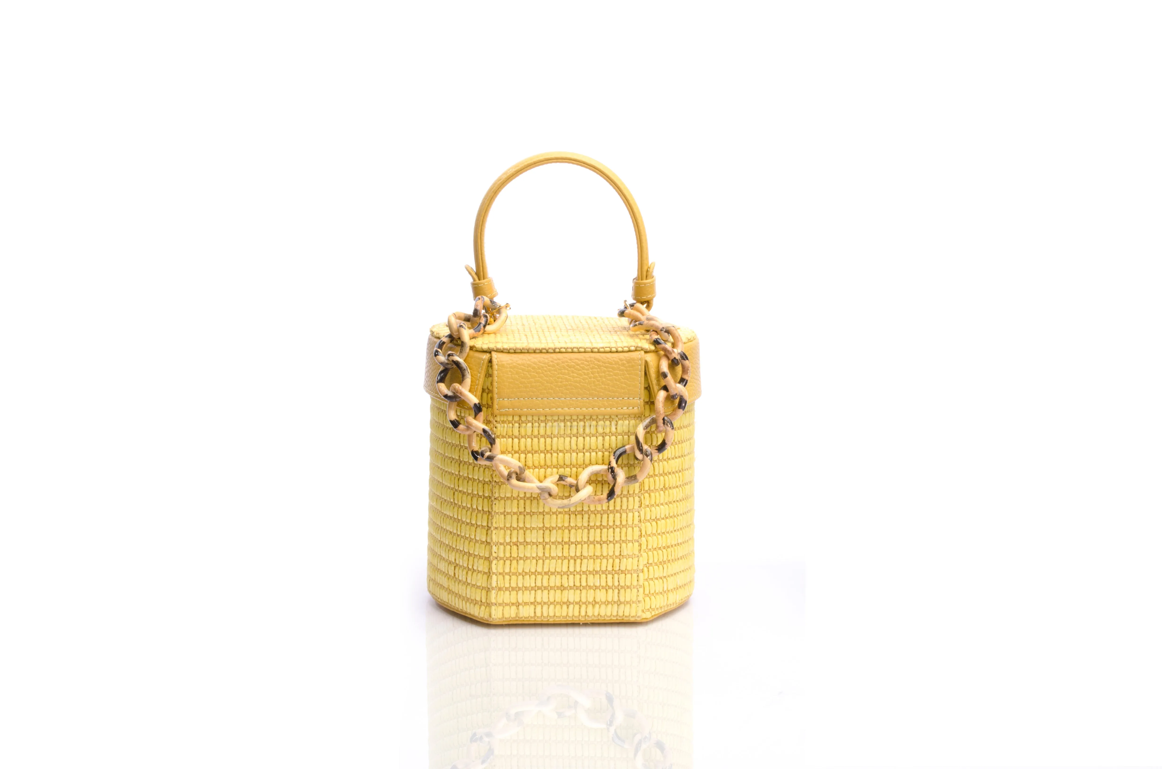 Yellow Raffia Elena Vanity Bag