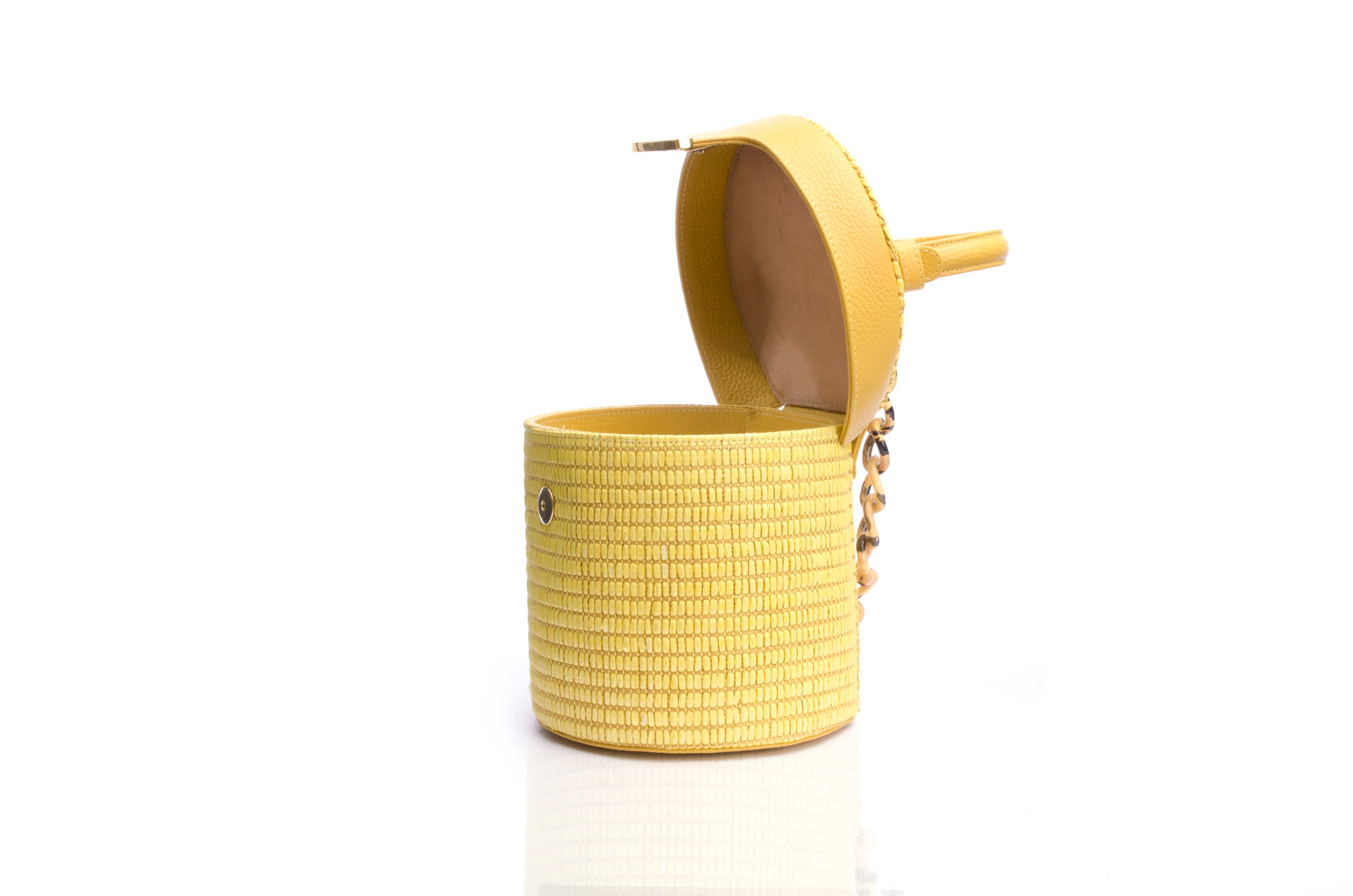 Yellow Raffia Elena Vanity Bag